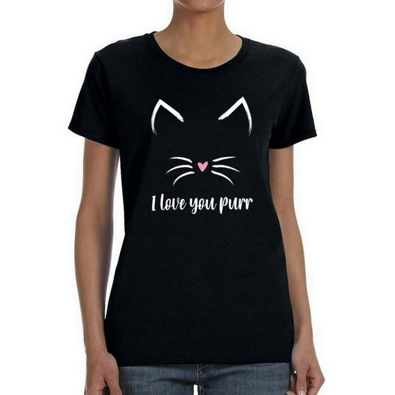 I Love You Purr Shaped T-Shirt Women -Smartprints Designs, Female 3X-Large