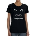 thumbnail image 1 of I Love You Purr Shaped T-Shirt Women -Smartprints Designs, Female Large, 1 of 4