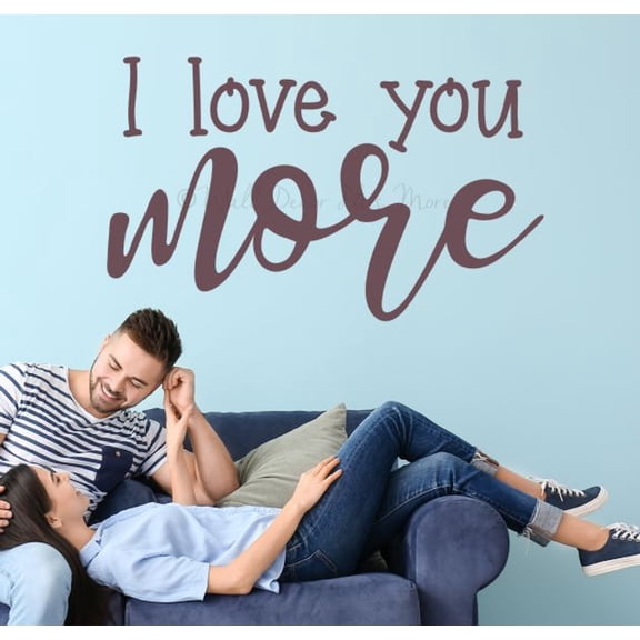I Love You More Quote Decals for Wall - Die-Cut Vinyl Wall Art - Family Quotes Wall Decor - Wall Decals for Bedroom - Matte Vinyl Wall Decal Sayings, 33x20-Inch, Eggplant