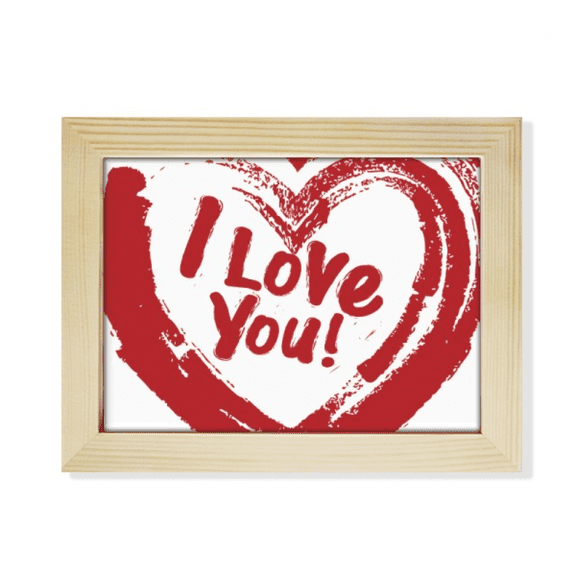I Love You Red Heart Pattern Desktop Photo Frame Picture Art Decoration Painting 6x8 inch
