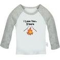 thumbnail image 1 of I Love You S'more Bonfire Marshmallows Funny T shirt For Baby, Newborn Babies T-shirts, Infant Tops, 0-24M Kids Graphic Tees Clothing (Long Gray Raglan T-shirt, 0-6 Months), 1 of 4