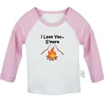 thumbnail image 1 of I Love You S'more Bonfire Marshmallows Funny T shirt For Baby, Newborn Babies T-shirts, Infant Tops, 0-24M Kids Graphic Tees Clothing (Long Pink Raglan T-shirt, 0-6 Months), 1 of 4