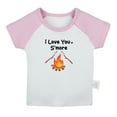 thumbnail image 1 of I Love You S'more Bonfire Marshmallows Funny T shirt For Baby, Newborn Babies T-shirts, Infant Tops, 0-24M Kids Graphic Tees Clothing (Short Pink Raglan T-shirt, 12-18 Months), 1 of 4