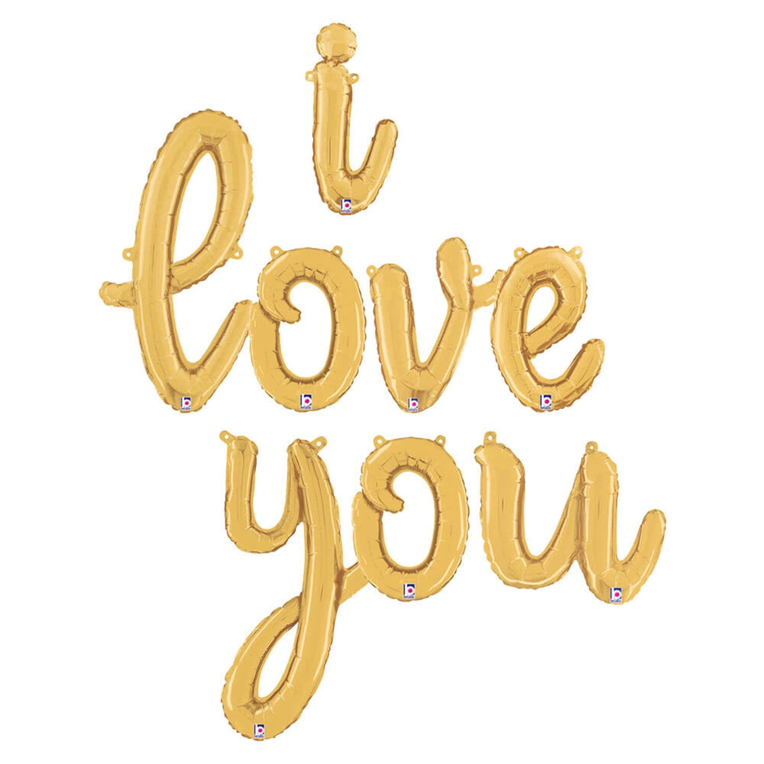 I Love You - Script Letters Kit (Air-Fill Only) Foil Mylar Balloon - Gold - Party Supplies Decorations