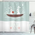 thumbnail image 1 of Ambesonne I Love You Shower Curtain, Rabbit Couple Sail, 69"Wx75"L, Pale Blue White Umber, 1 of 3