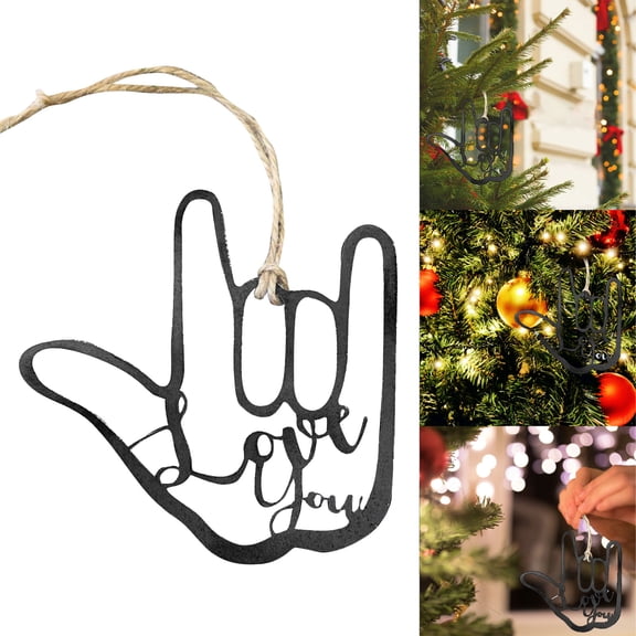 I Love You Sign Language Ornament 2d Made Out Of Steel Thinking Of You Valentine'S Day Decorative Pendants Stocking Stuffer Gift