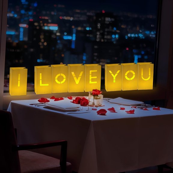I Love You Sign Light Up Letters Rose Petals and Candles Set for Valentines Day Decorations Anniversary Proposal Sweetest Day Birthday Wedding Hotel Romantic Night Decor for Woman Man