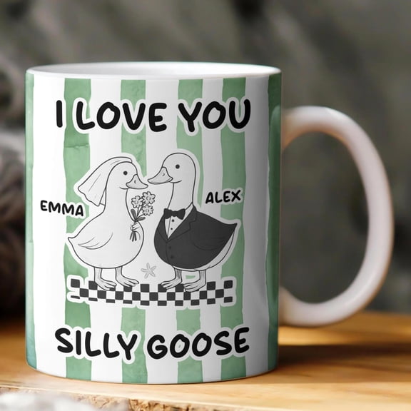 I Love You Silly Goose Couple Gifts Striped, Bekilab, 11oz 15oz Mug