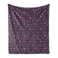 thumbnail image 1 of I Love You Soft Flannel Fleece Blanket, Romance Pattern with Heart Forms and Love Words Valentines Couples Theme, Cozy Plush for Indoor and Outdoor Use, 70" x 90", Magenta Dark Grey, by Ambesonne, 1 of 5