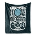 thumbnail image 1 of I Love You Soft Flannel Fleece Blanket, Space Galaxy Style Romantic Message with Stars and Arrow Effects Hand Drawn, Cozy Plush for Indoor and Outdoor Use, 70" x 90", Dark Blue White, by Ambesonne, 1 of 5