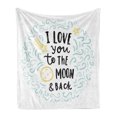 thumbnail image 1 of I Love You Soft Flannel Fleece Throw Blanket, Cartoon Style Dreams Children Sibling Love Friends Baby Kids Theme, Cozy Plush for Indoor and Outdoor Use, 50" x 70", Mint Grey Yellow, by Ambesonne, 1 of 5