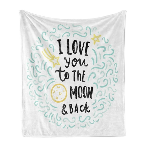 I Love You Soft Flannel Fleece Throw Blanket, Cartoon Style Dreams Children Sibling Love Friends Baby Kids Theme, Cozy Plush for Indoor and Outdoor Use, 50" x 70", Mint Grey Yellow, by Ambesonne