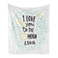 thumbnail image 1 of I Love You Soft Flannel Fleece Throw Blanket, Cartoon Style Dreams Children Sibling Love Friends Baby Kids Theme, Cozy Plush for Indoor and Outdoor Use, 70" x 90", Mint Grey Yellow, by Ambesonne, 1 of 5