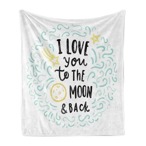 I Love You Soft Flannel Fleece Throw Blanket, Cartoon Style Dreams Children Sibling Love Friends Baby Kids Theme, Cozy Plush for Indoor and Outdoor Use, 70" x 90", Mint Grey Yellow, by Ambesonne