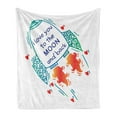 thumbnail image 1 of I Love You Soft Flannel Fleece Throw Blanket, Rocket Going to Space Galactic Motivation up to Stars Happiness Print, Cozy Plush for Indoor and Outdoor Use, 70" x 90", Orange Turquoise, by Ambesonne, 1 of 5