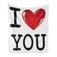 thumbnail image 1 of I Love You Soft Flannel Fleece Throw Blanket, Valentines Message Birthday Best Friends Love Celebration Together Theme, Cozy Plush for Indoor and Outdoor Use, 70" x 90", Red White Black, by Ambesonne, 1 of 5