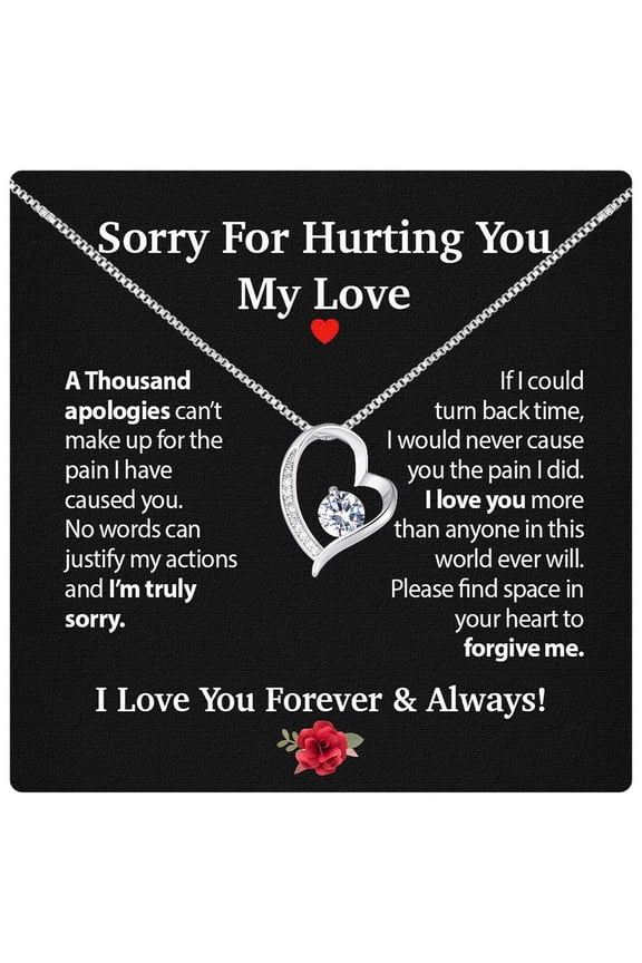 I Love You I'M Sorry Her, Apology Her - Wife, Girlfriend, Soulmate - Forgive Me Necklace With Heartfelt Message In A Stunning Box, Let'S Start Over Love Necklace#2111, Gold Forever Love Necklace