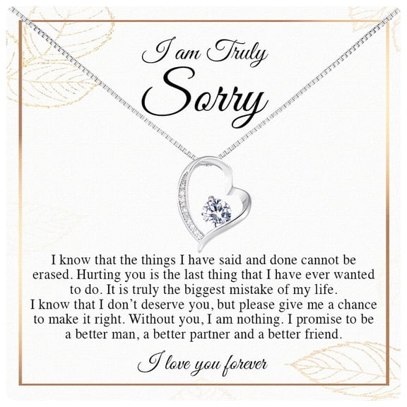 I Love You I'M Sorry Her, Apology Her - Wife, Girlfriend, Soulmate - Forgive Me Necklace With Heartfelt Message In A Stunning Box, Let'S Start Over Love Necklace#2113, Gold Forever Love Necklace