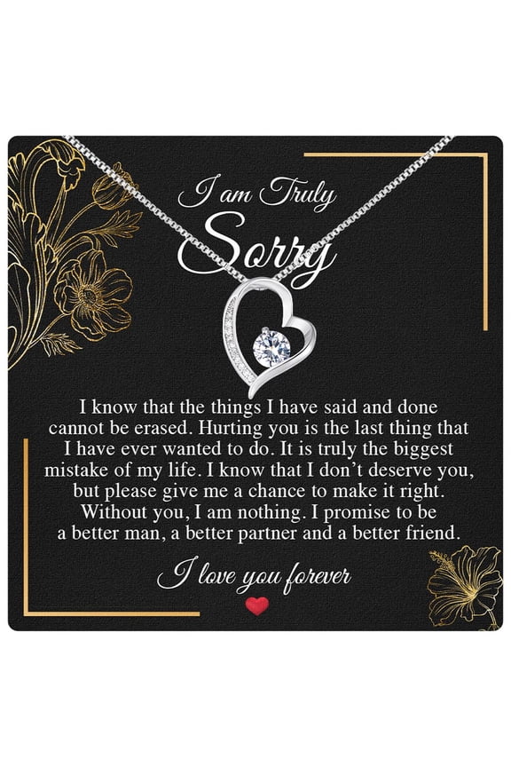 I Love You I'M Sorry Her, Apology Her - Wife, Girlfriend, Soulmate - Forgive Me Necklace With Heartfelt Message In A Stunning Box, Let'S Start Over Love Necklace#2126, Gold Forever Love Necklace