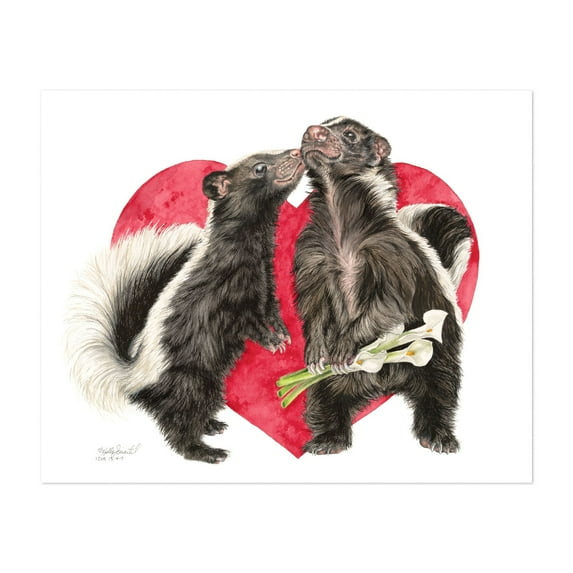 I Love You Stinker - Painting Animal Wildlife Humor Floral Watercolor Unframed Wall Art Print 20 x 24 inches