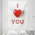 thumbnail image 1 of I Love You Tapestry, 3D Illustration of a Heart Lays in Between Words Made with Heart Shaped Font, Wall Hanging for Bedroom Living Room Dorm Decor, 60W X 80L Inches, Red White, by Ambesonne, 1 of 2