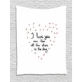 thumbnail image 1 of I Love You More Tapestry, Hand Written Valentine's Day Letters with Stars in Shape of a Heart, Wall Hanging for Bedroom Living Room Dorm Decor, 40W X 60L Inches, Red Grey White, by Ambesonne, 1 of 2