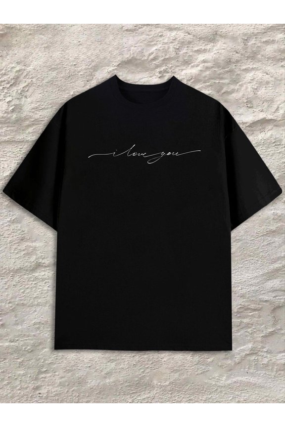 I Love You Tee for men black spring and summer clothing Casual Unisex Shirt Graphic Tee tshirts Basic Unisex Shirt Short Sleeve tshirts Funny Unisex Shirt Graphic tshirts