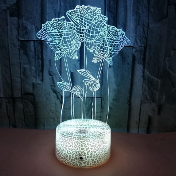 I Love You to The Moon and Back, 3D Illusion Lamp Flower, Bear 3D Visual Night Light, I Love You Gifts for Him Lamps for Adults, Love Lights Neon Sign Light Xmas Birthday Decoration