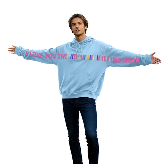I Love You This Much Couple Hoodies for Men Women Pullover Long Sleeve Funny Hug Design Oversized His and Hers Hoodies XXL