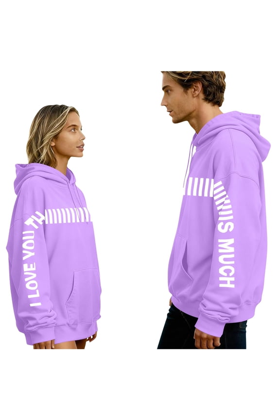 I Love You This Much Hoodie, Cute Matching Sweatshirts for Couples Oversized Pullover Hoodies Funny Valentine Outfit for Men and Women