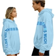 I Love You This Much Hoodie for Couples Interactive Hug Stretch Arms Measure Love Sweatshirts Long Sleeve Oversized Pullover Funny Valentine Outfit