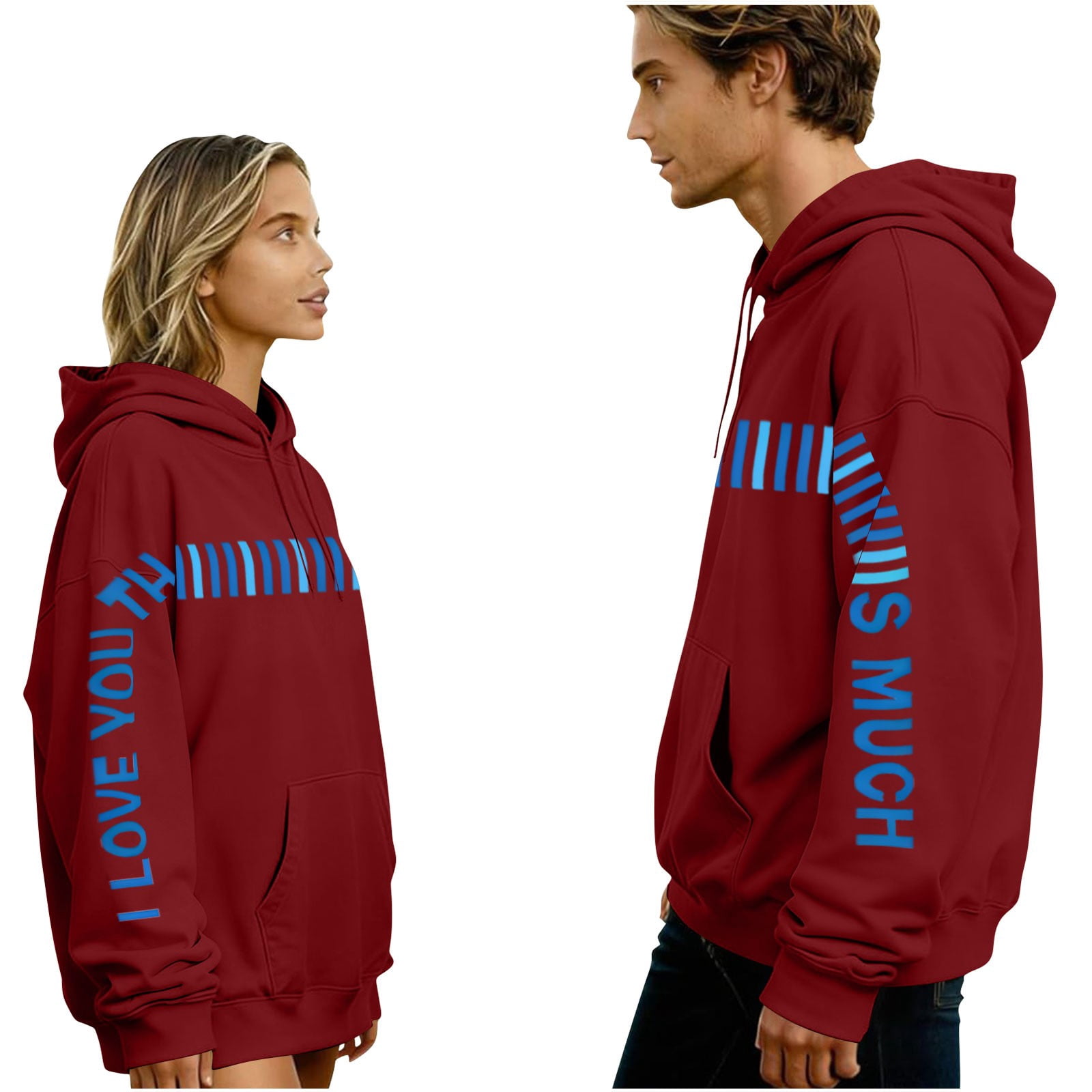 I Love You This Much Hoodie for Couples Interactive Hug Stretch Arms ...
