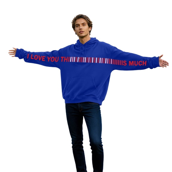 I Love You This Much Matching Hoodies for Couples Pullover with Hood Long Sleeve Fashion Casual Oversized Cute Couple Hoodies S