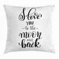thumbnail image 1 of I Love You Throw Pillow Cushion Cover, Minimalist Stylized I Love You to the Moon and Back Typography Togetherness, Decorative Square Accent Pillow Case, 24 X 24 Inches, Black White, by Ambesonne, 1 of 2
