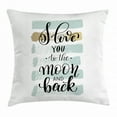 thumbnail image 1 of I Love You Throw Pillow Cushion Cover, I Love You to the Moon and Back Phrase with Soft Paintbrush Stripes, Decorative Square Accent Pillow Case, 24 X 24 Inches, Blue Grey Pale Caramel, by Ambesonne, 1 of 2