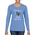 thumbnail image 1 of I Love You To Texas And Back Plaid Pop Culture Womens Graphic Long Sleeve T-Shirt, Light Blue, X-Large, 1 of 3