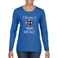 thumbnail image 1 of I Love You To Texas And Back Plaid Pop Culture Womens Graphic Long Sleeve T-Shirt, Royal, Medium, 1 of 3