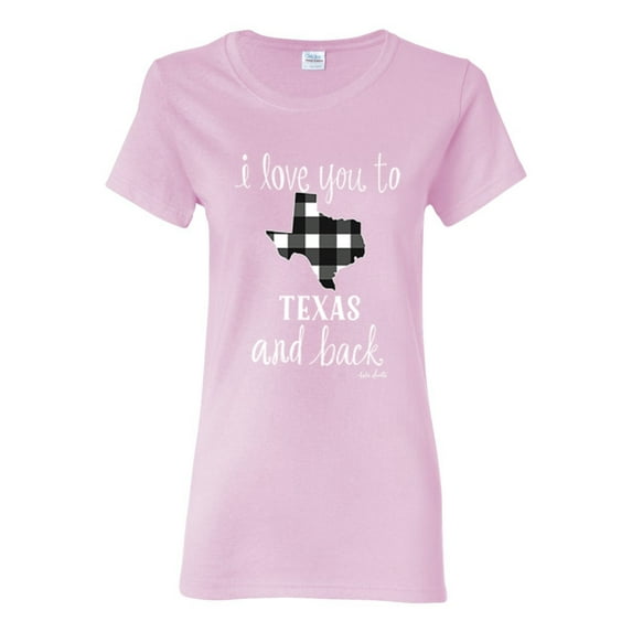 I Love You To Texas And Back Plaid Pop Culture Womens Graphic T-Shirt, Light Pink, Small