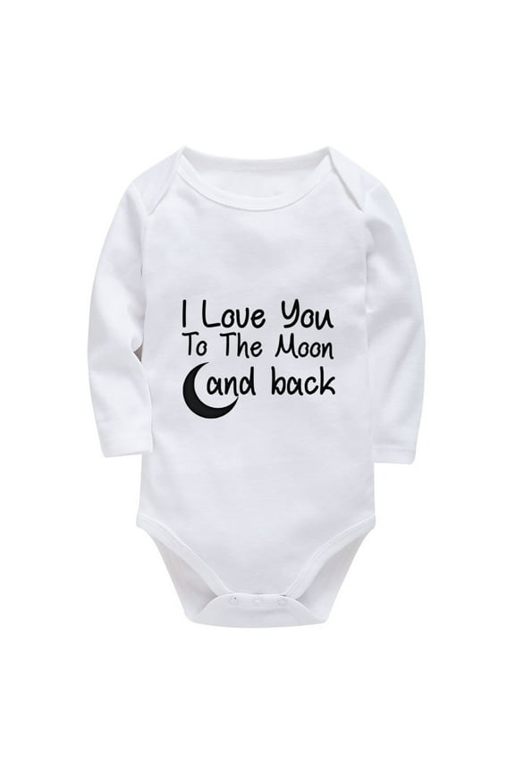 I Love You To The Moon And Back Newborn Clothes for Baby Boy Long Sleeve Going Home Outfit Baby Boy White Baby Onesie 0-3 Mo