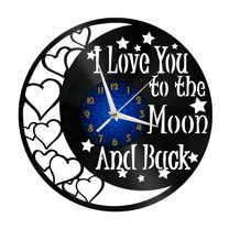I Love You To The Moon and Back Vinyl Record Wall Clock for Kitchen Wall Decor Wall Art Gift for Lover Gift Idea for a Best Friend(B)