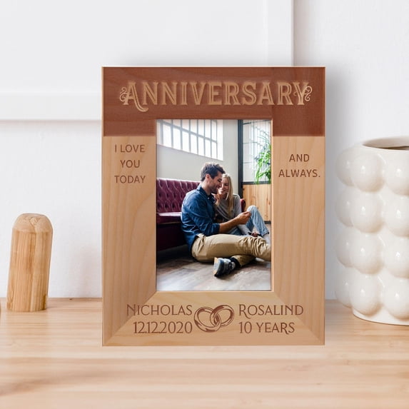 I Love You Today And Always Personalized Wooden Frame 3 1/2" x 5" Brown (Vertical)