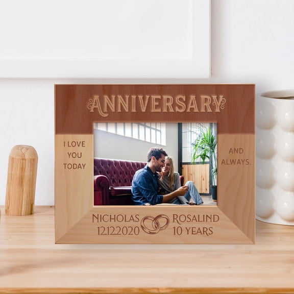 I Love You Today And Always Personalized Wooden Frame-5" x 3 1/2" Brown Horizontal