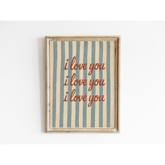 I Love You Typography Poster - Romantic Vintage Quote Poster - Love Decor -, Unframed Poster Size 8x12