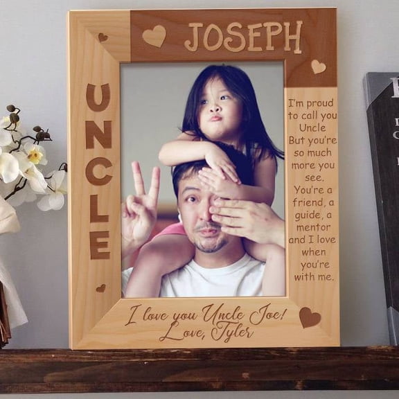 I Love You Uncle Personalized Wooden Picture Frame 8" x 10" Brown (Vertical)
