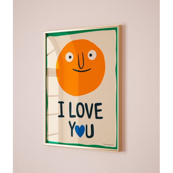 I Love You Uplifting Funky Wall Art Retro Trendy Aesthetic Design1 Unframed Paper Print