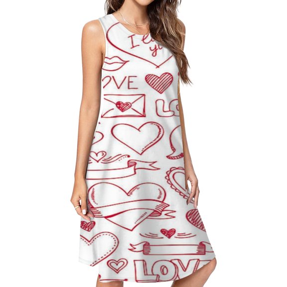 I Love You Valentine'S Day Dress Elegant Party Dresses Evening Dresses Women Dress Sleeveless Dress Ladies Dresses