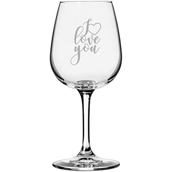 I Love You Valentine's Day Quotes Etched 12.75oz All Purpose Libbey Wine Glass