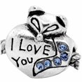 thumbnail image 1 of I Love You W/blue December Birthstone  Crystals Charm European Bead Compatible for Most European Snake Chain Bracelet, 1 of 1