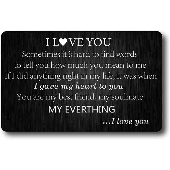 I Love You Wallet Insert Card Engraved Wallet Insert Metal Wallet Card Anniversary Romantic Mini Love Notes Gift for DIY Men Husband Boyfriend Fiance Valentine Day Wedding Birthday Christmas
