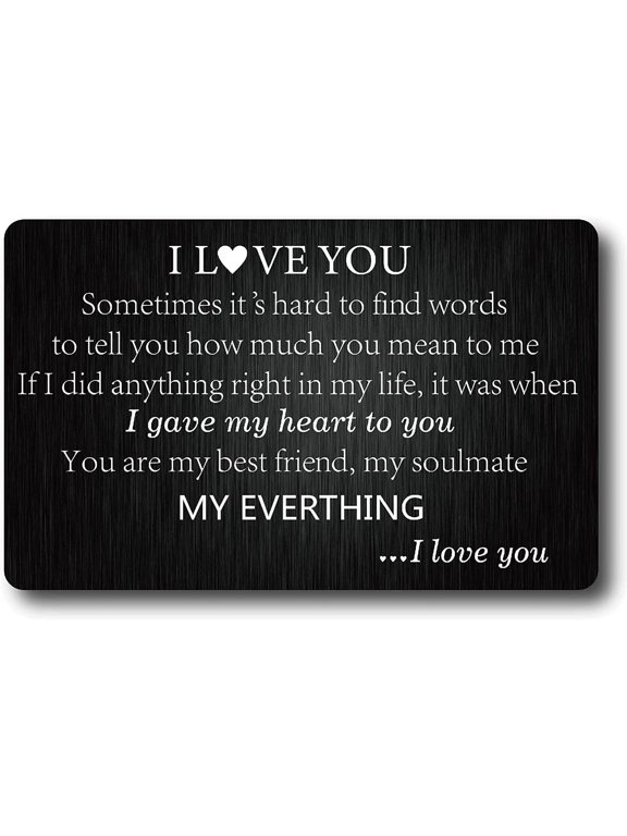 I Love You Wallet Insert Card Engraved Wallet Insert Metal Wallet Card Anniversary Romantic Mini Love Notes Gift For Men Husband Boyfriend Fiance Valentine Day Wedding Birthday Christmas